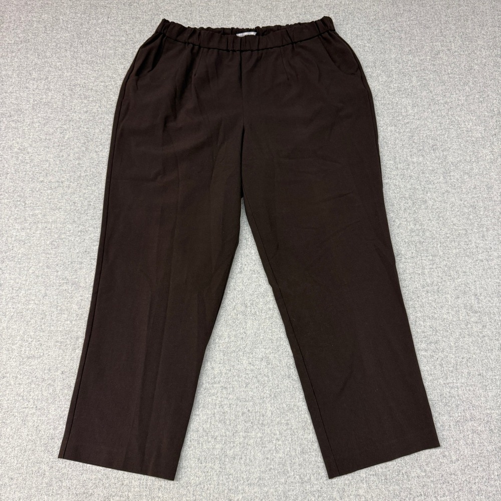 Briggs New York Dress Pants 18W Brown Elastic Waist Pull On Straight Leg Pockets